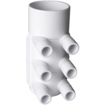 Waterway Europe 2" F Manifold met 6 gegroefde uitgangen 3/4" M+