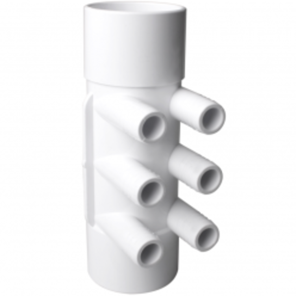 Waterway Europe 2" F/F Manifold met 6 gegroefde uitgangen 3/4" M+