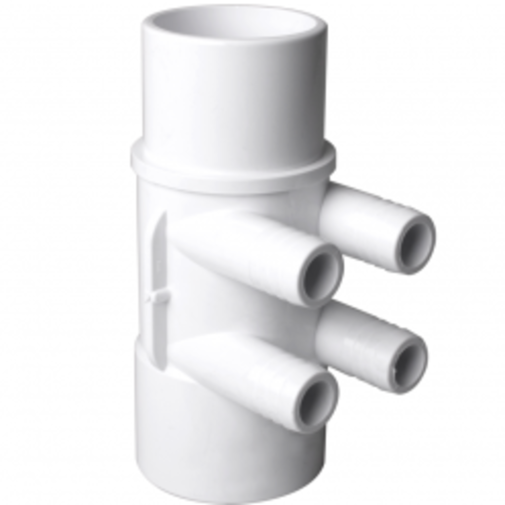 Waterway Europe 2" M/F manifold met 4 gegroefde uitgangen 3/4" M+