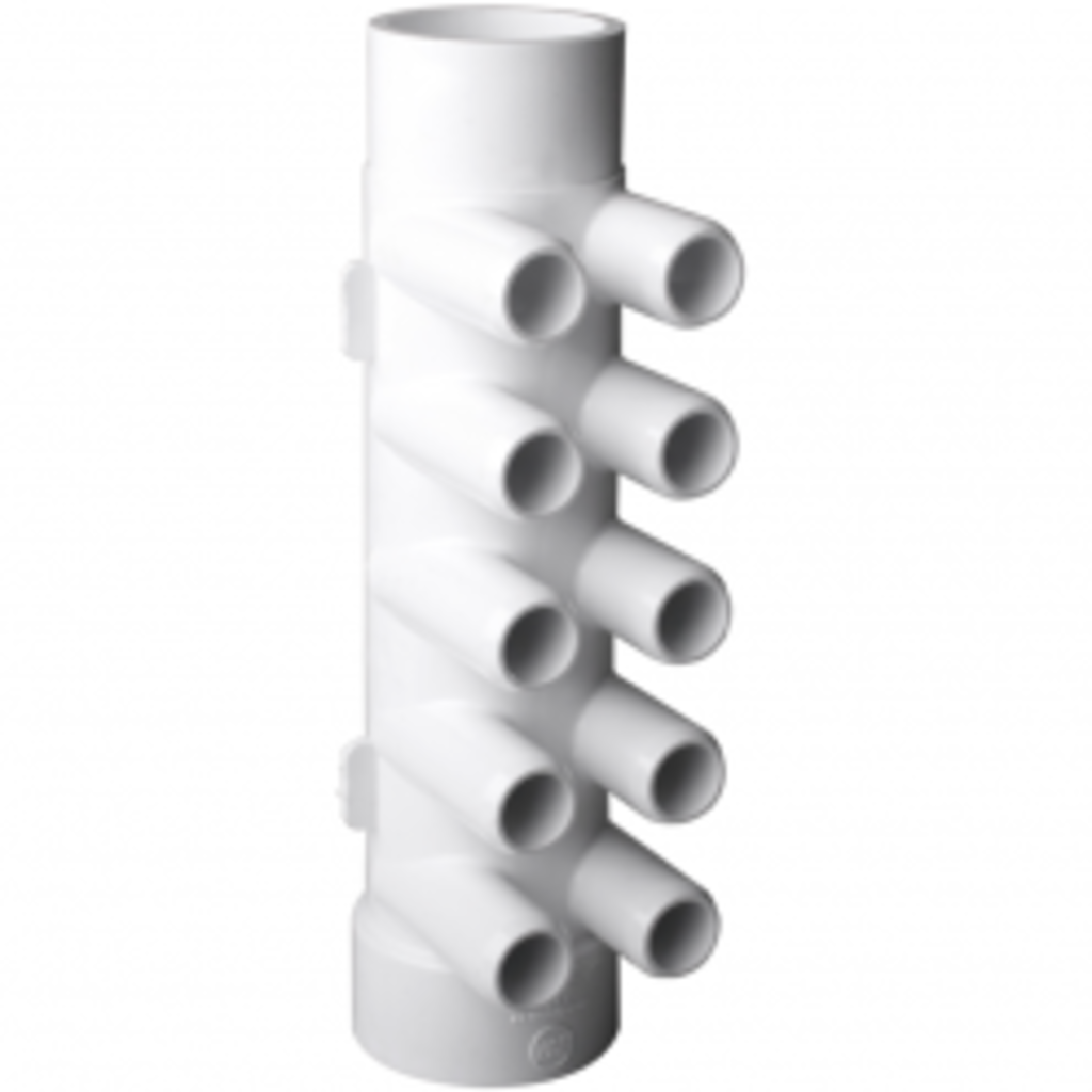 Waterway Europe 1 1/2" M/F manifold, 3/4" M barb, 10 poorten