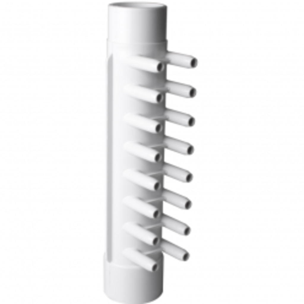 Waterway Europe 1 1/2" M/F manifold, 3/8" M barb, 16 poorten