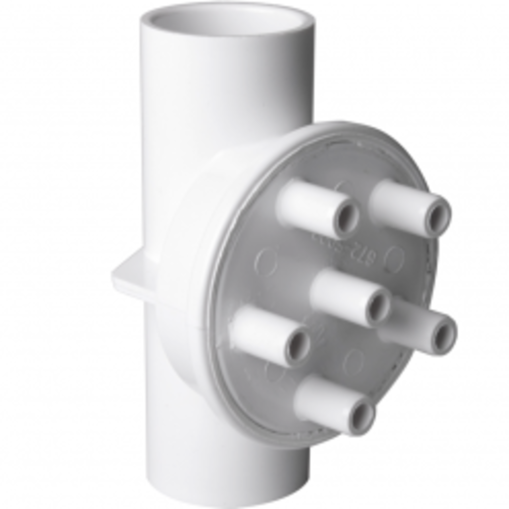 Waterway Europe 1" F/F manifold, 6 poorten 3/8" pijp