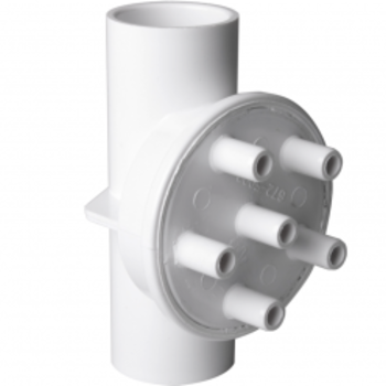 Waterway Europe 1" F/F manifold, 6 poorten 3/8" pijp