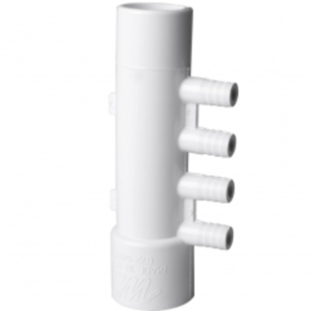 Waterway Europe 1" M/F manifold, 3/8" M barb, 4 poorten