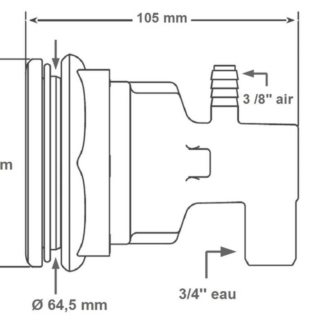 Waterway Europe Waterway Poly Storm snap-in jet aansluiting