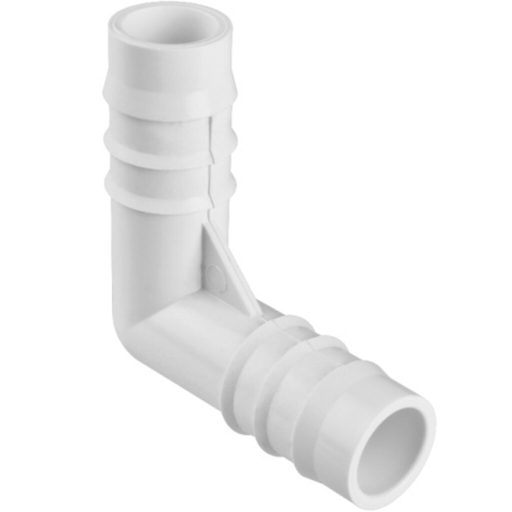 Waterway Europe 90° elleboog met  3/4" geribbeld barb fittings