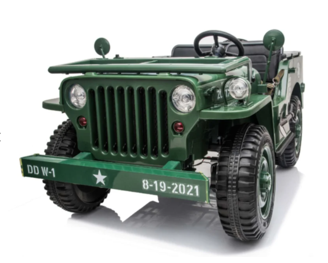 Jeep Willy's Army Kinder-Elektroauto 3-Sitzer 24V Grün - Kidsrides