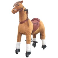 Pony Ride Spielzeugpferd auf Rädern für Kinder braun, Small
