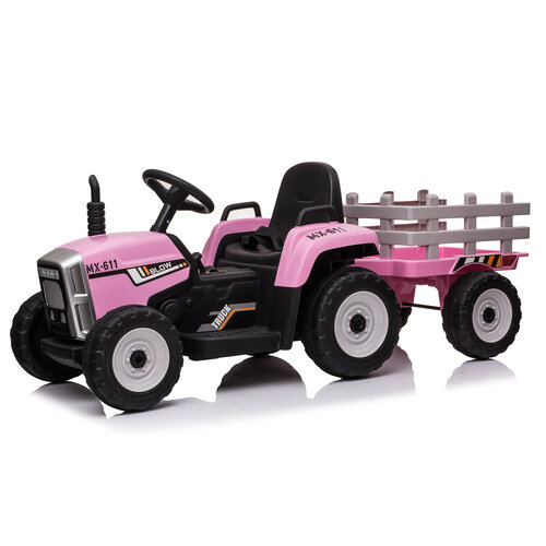 Elektro-Kindertraktor mit Anhänger 12V Rosa Elektro-Kindertraktor mit Anhänger 12V Rosa