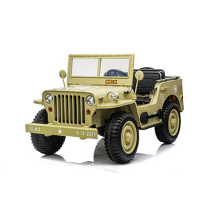 Jeep kinderauto Jeep Willy's Army Kinder-Elektroauto 3-Sitzer 24V Beige