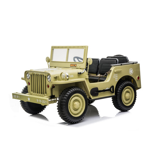 Jeep kinderauto Jeep Willy's Army Kinder-Elektroauto 3-Sitzer 24V Beige