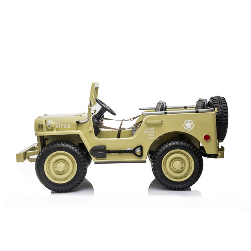 Jeep kinderauto Jeep Willy's Army Kinder-Elektroauto 3-Sitzer 24V Beige