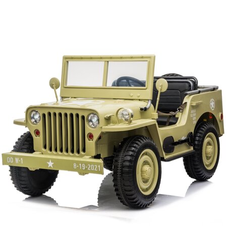 Jeep kinderauto Jeep Willy's Army Kinder-Elektroauto 3-Sitzer 24V Beige