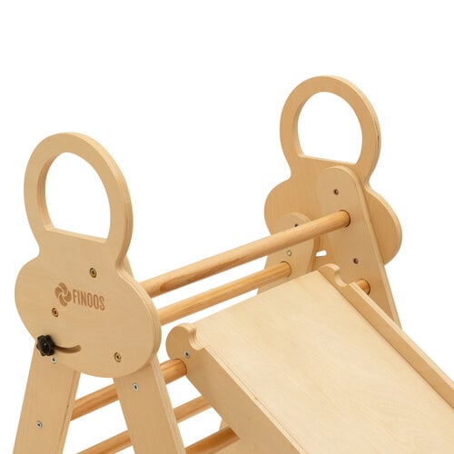 FINOOS FINOOS Klettergerüst – Kletterdreieck – Kletterbogen – Rutsche – Montessori Holzspielzeug - Rosa