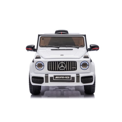 Mercedes kinderauto Mercedes G63 AMG Cabrio Kinder-Elektroauto mit Gummireifen und einem Ledersitz 12V Weiß Mercedes kinderauto Mercedes G63 AMG Cabrio Kinder-Elektroauto mit Gummireifen und einem Ledersitz 12V Weiß