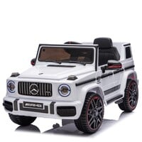 Mercedes G63 AMG Cabrio Kinder-Elektroauto mit Gummireifen und einem Ledersitz 12V Weiß