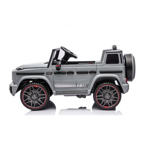 Mercedes kinderauto Mercedes G63 AMG Cabrio Kinder-Elektroauto 12V mit Gummireifen und einem Ledersitz Grau Mercedes kinderauto Mercedes G63 AMG Cabrio Kinder-Elektroauto 12V mit Gummireifen und einem Ledersitz Grau