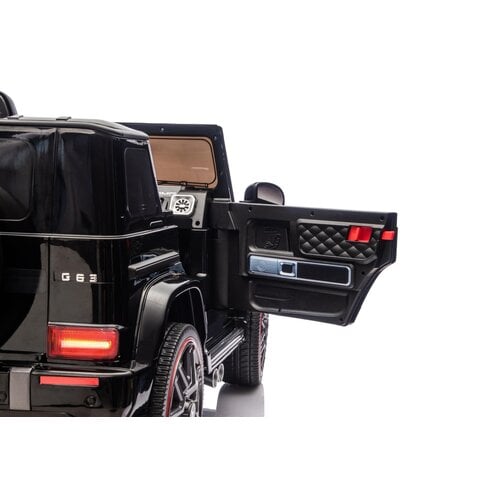 Mercedes kinderauto Mercedes G63 AMG Cabrio Kinder-Elektroauto 12V mit Gummireifen und einem Ledersitz Schwarz Mercedes kinderauto Mercedes G63 AMG Cabrio Kinder-Elektroauto 12V mit Gummireifen und einem Ledersitz Schwarz