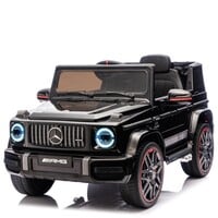 Mercedes G63 AMG Cabrio Kinder-Elektroauto 12V mit Gummireifen und einem Ledersitz Schwarz