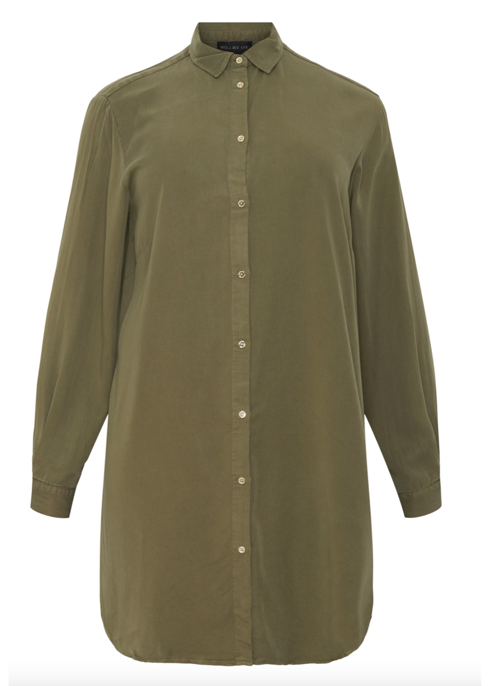 Blouse met lange mouw en kraag in groen - Boetiek Kijan