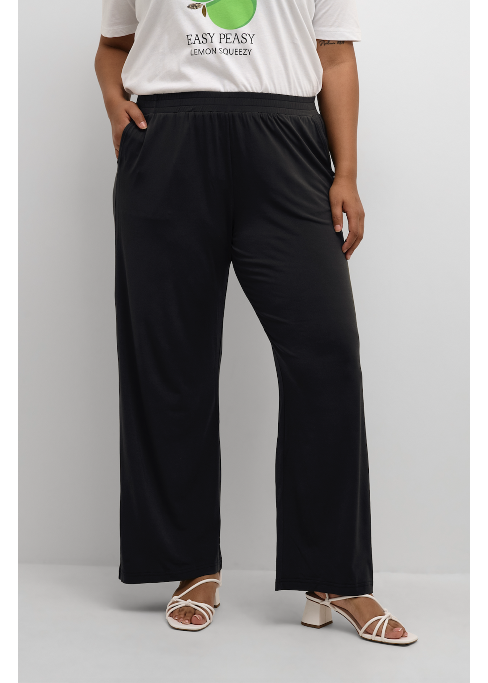 Kaffe curve Wide Pants malina zwart