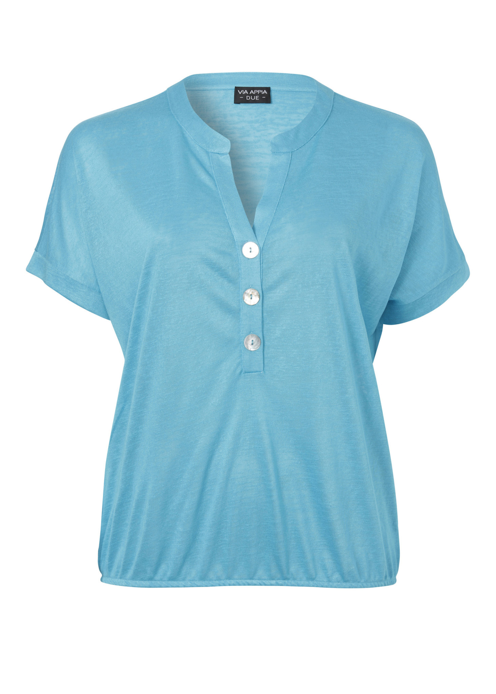 Via Appia Due Aqua shirt met knoopjes