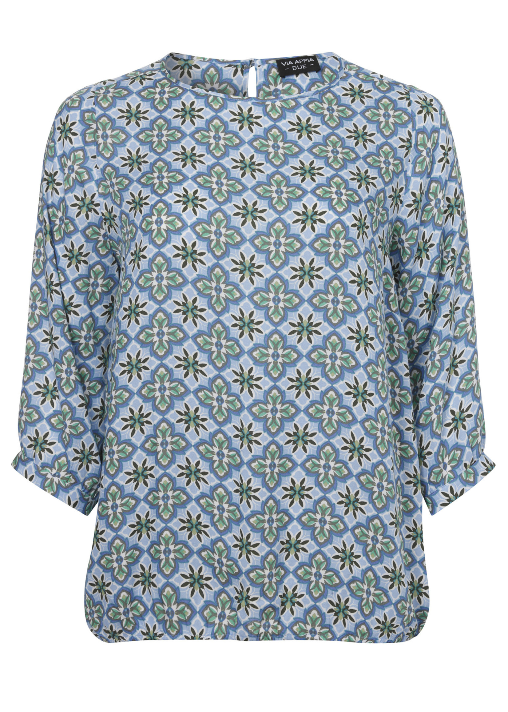 Via Appia Due Blauwe blouse ¾ mouw