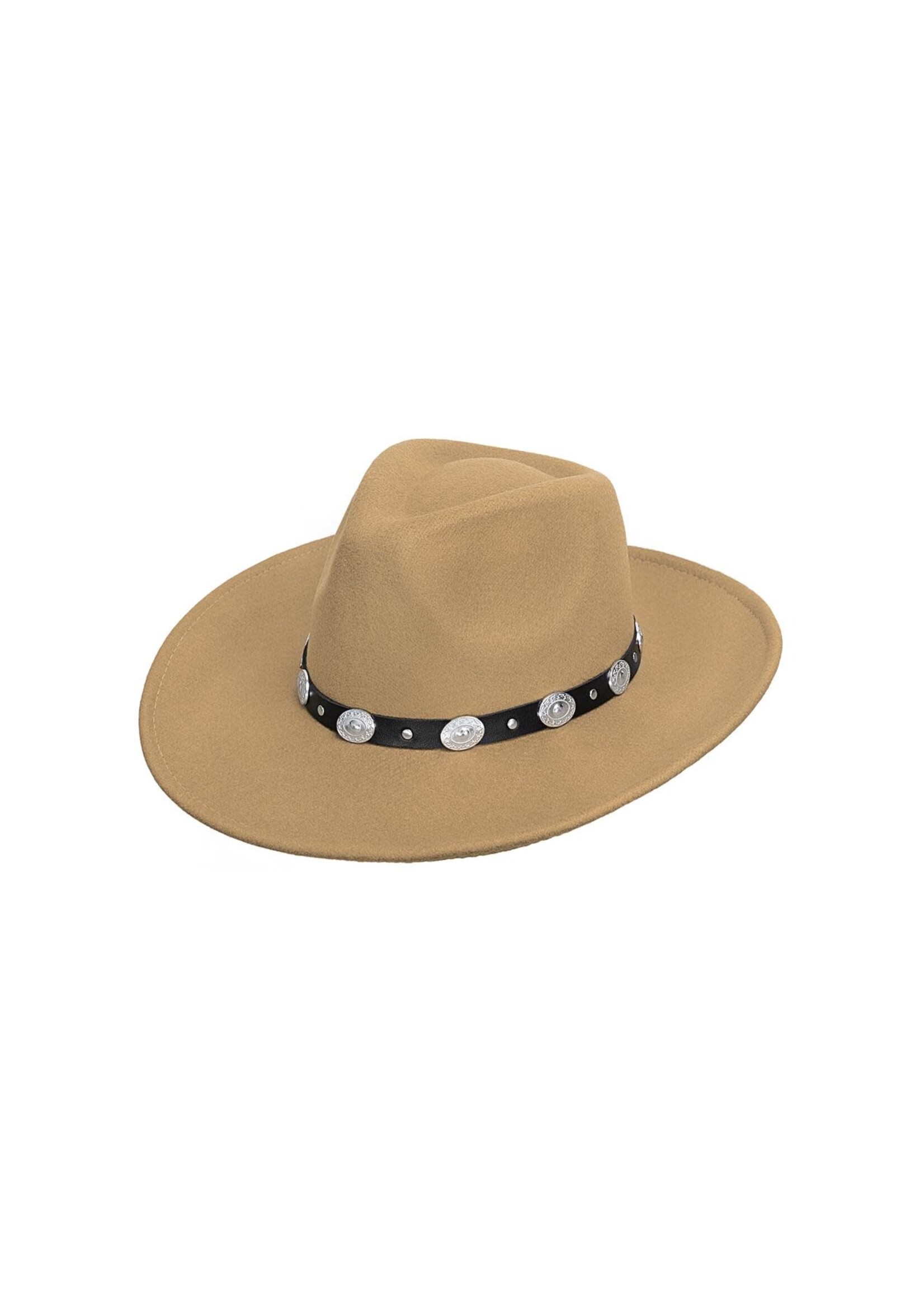 Fedora hoed met stoere details Beige Polyester