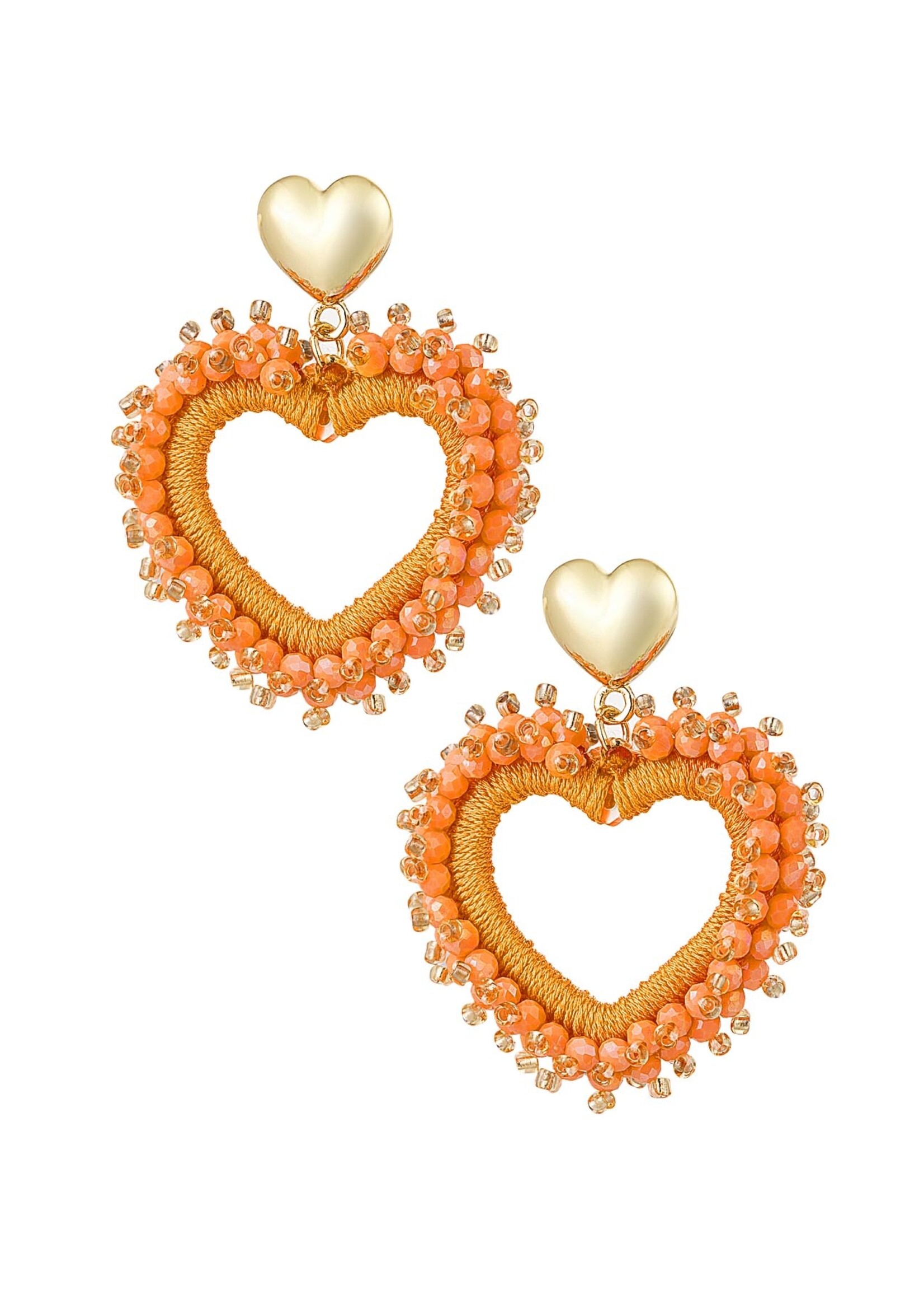 Oorbellen in hartvorm - oranje