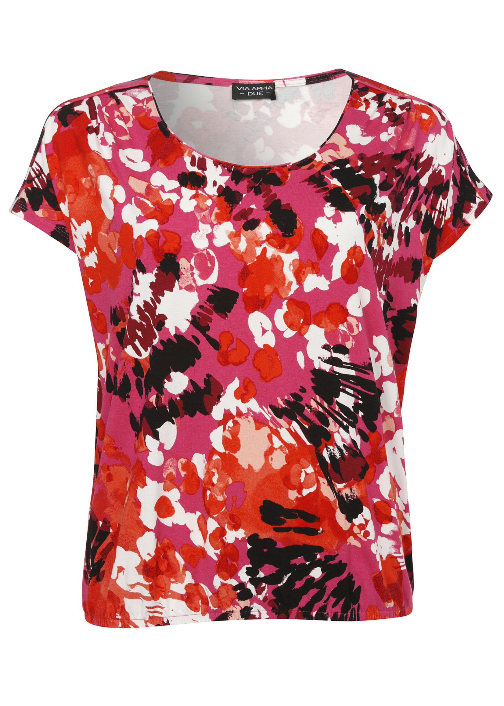 Via Appia Due T-shirt met ronde hals vlekken print roze