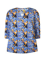 Zhenzi Blouse kleine bloem - oranje/blauw