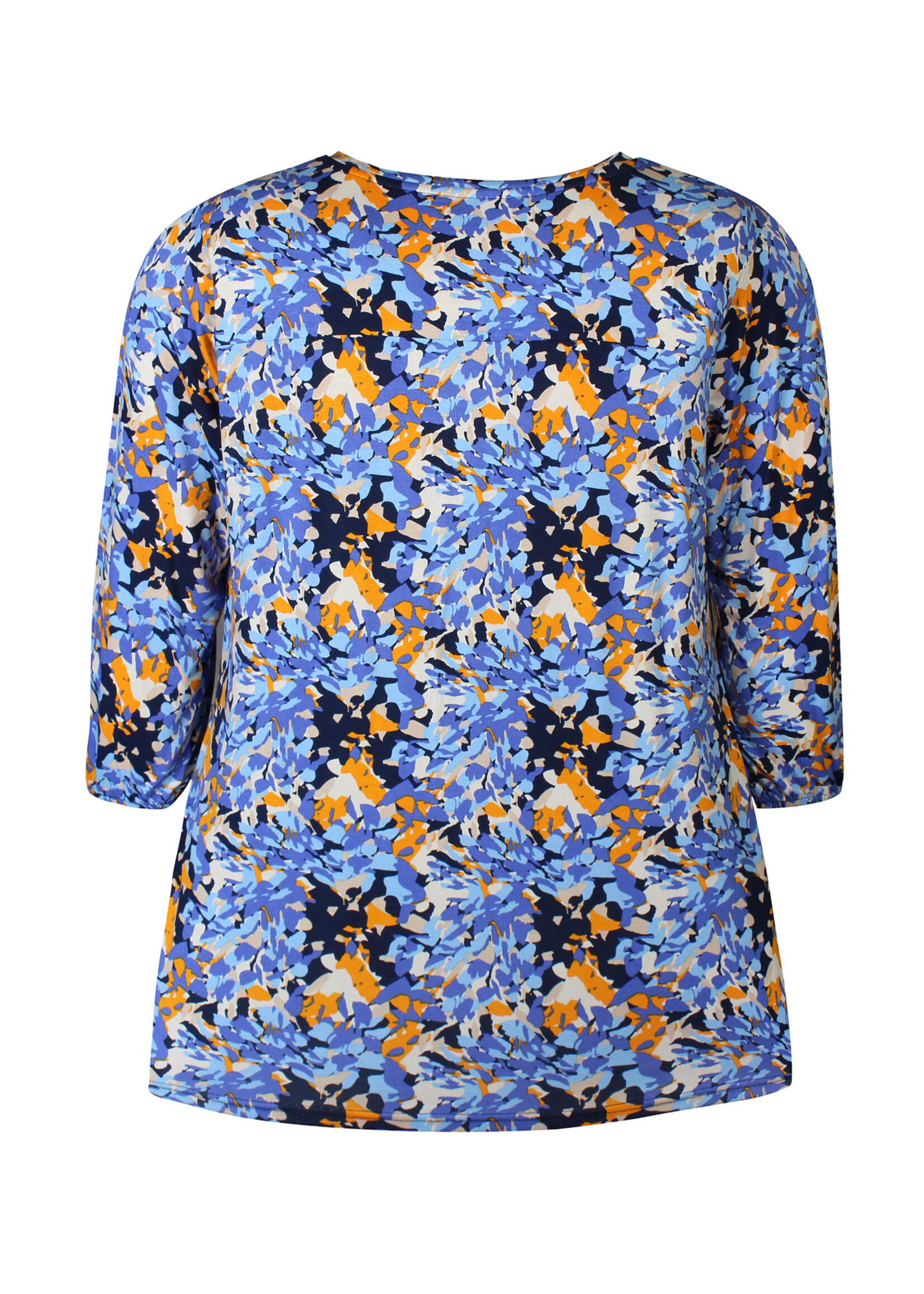 Zhenzi Blouse kleine bloem - oranje/blauw