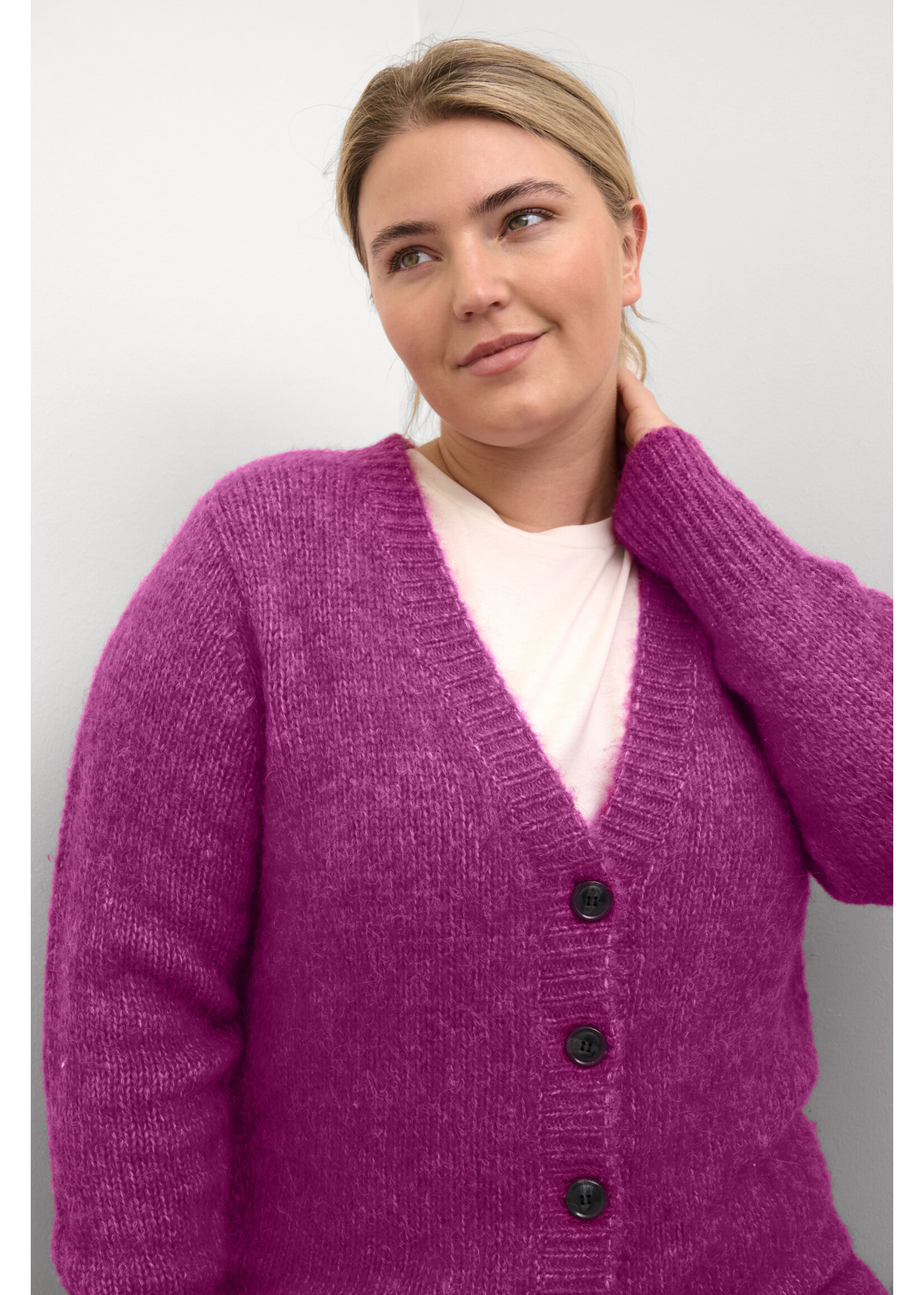 Kaffe curve KCzolina Cardigan Fuchsia Red Mel