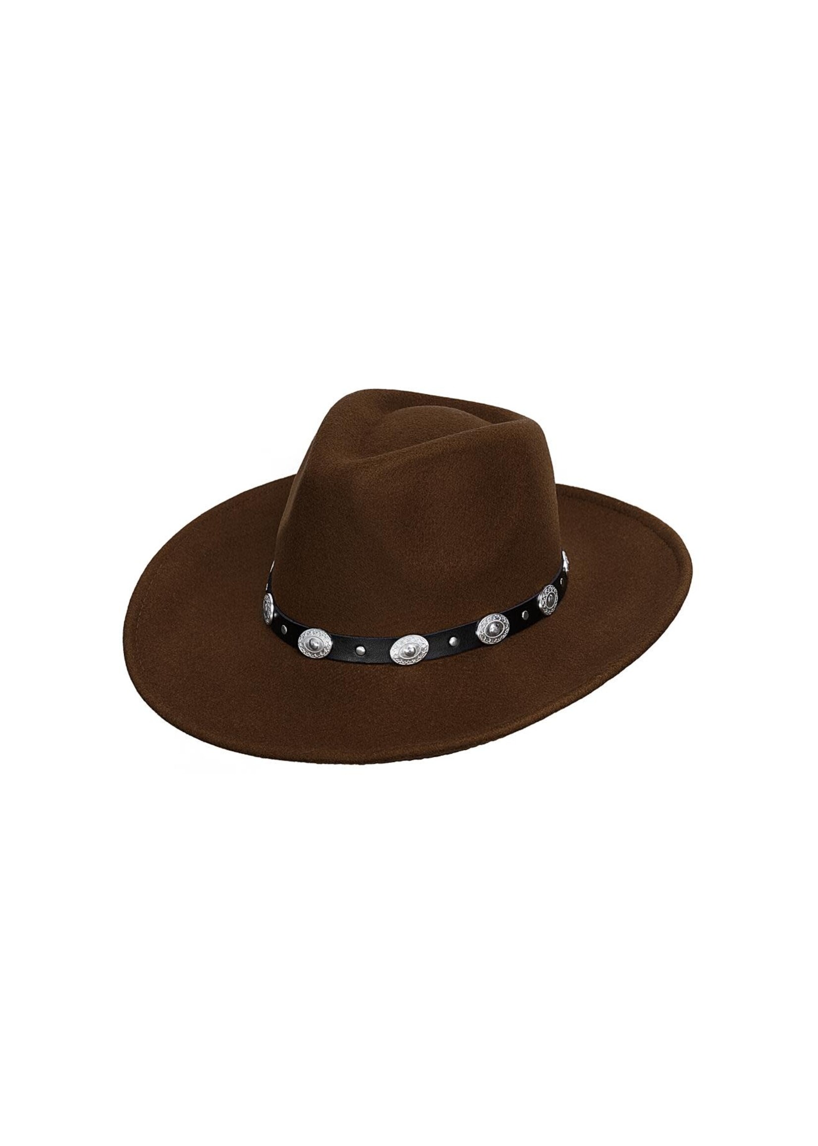 Fedora hoed met stoere details - Bruin