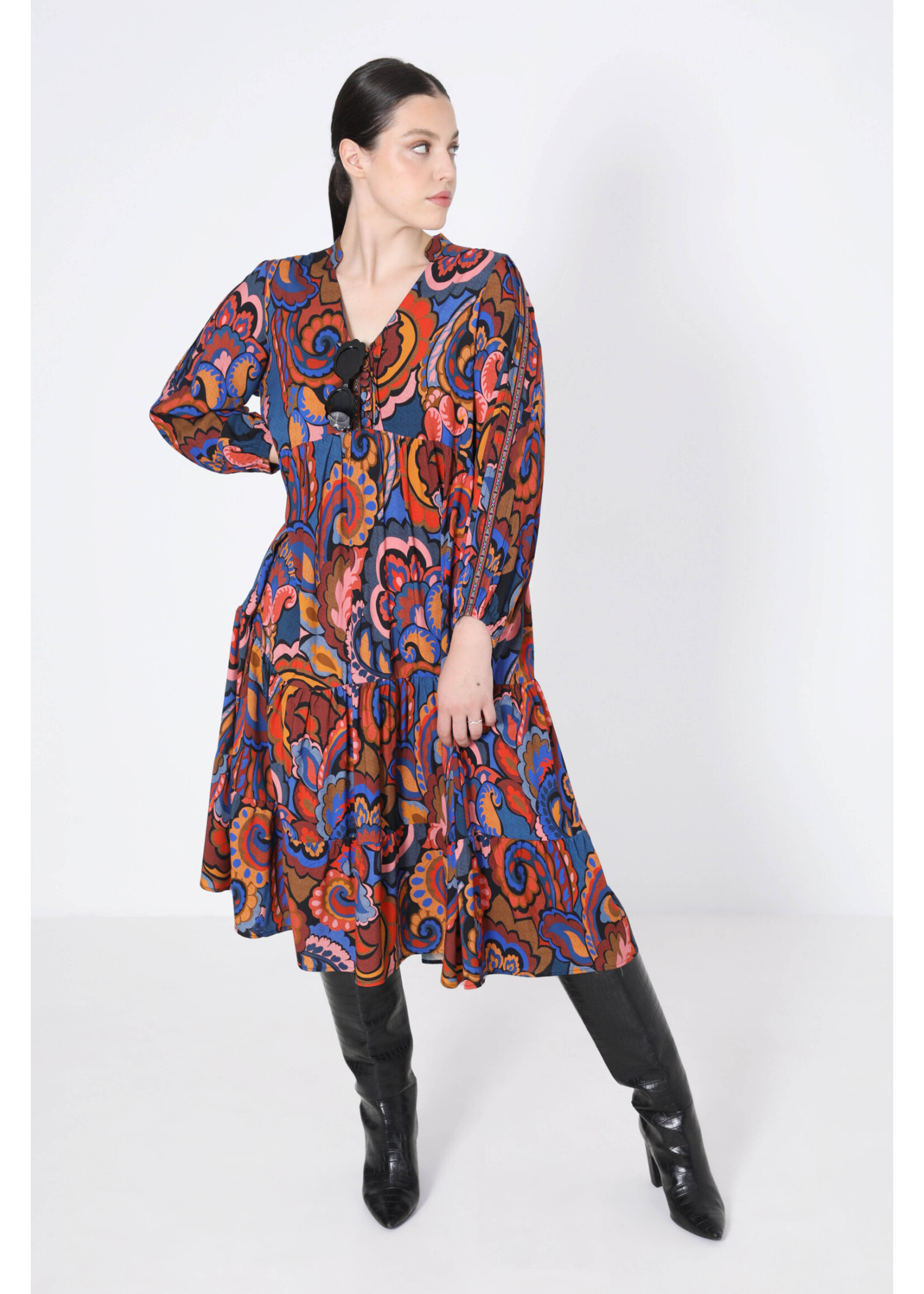 JMP Bohemian-style printed mid-length dress with straps