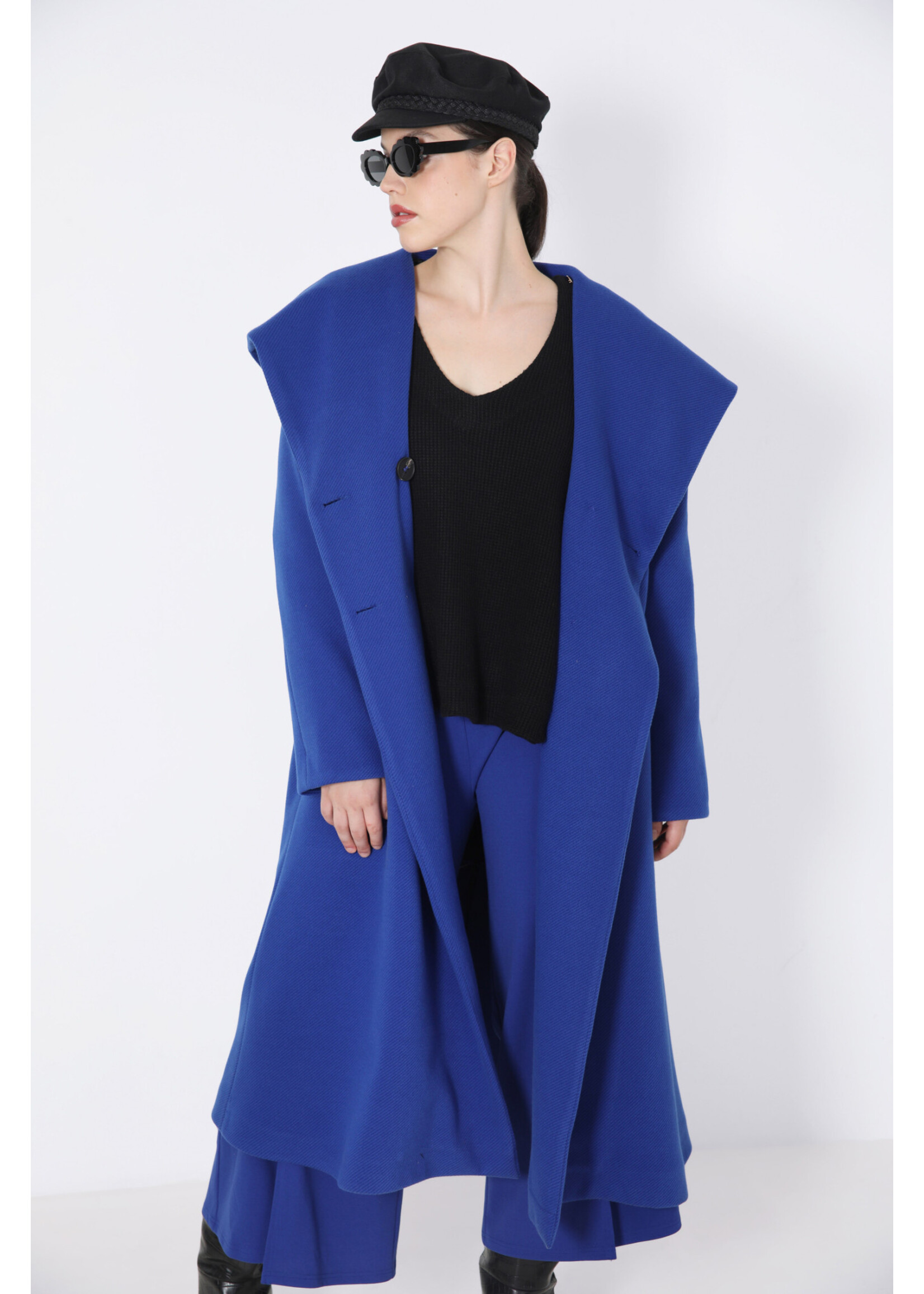 JMP Long hooded coat with shawl collar
