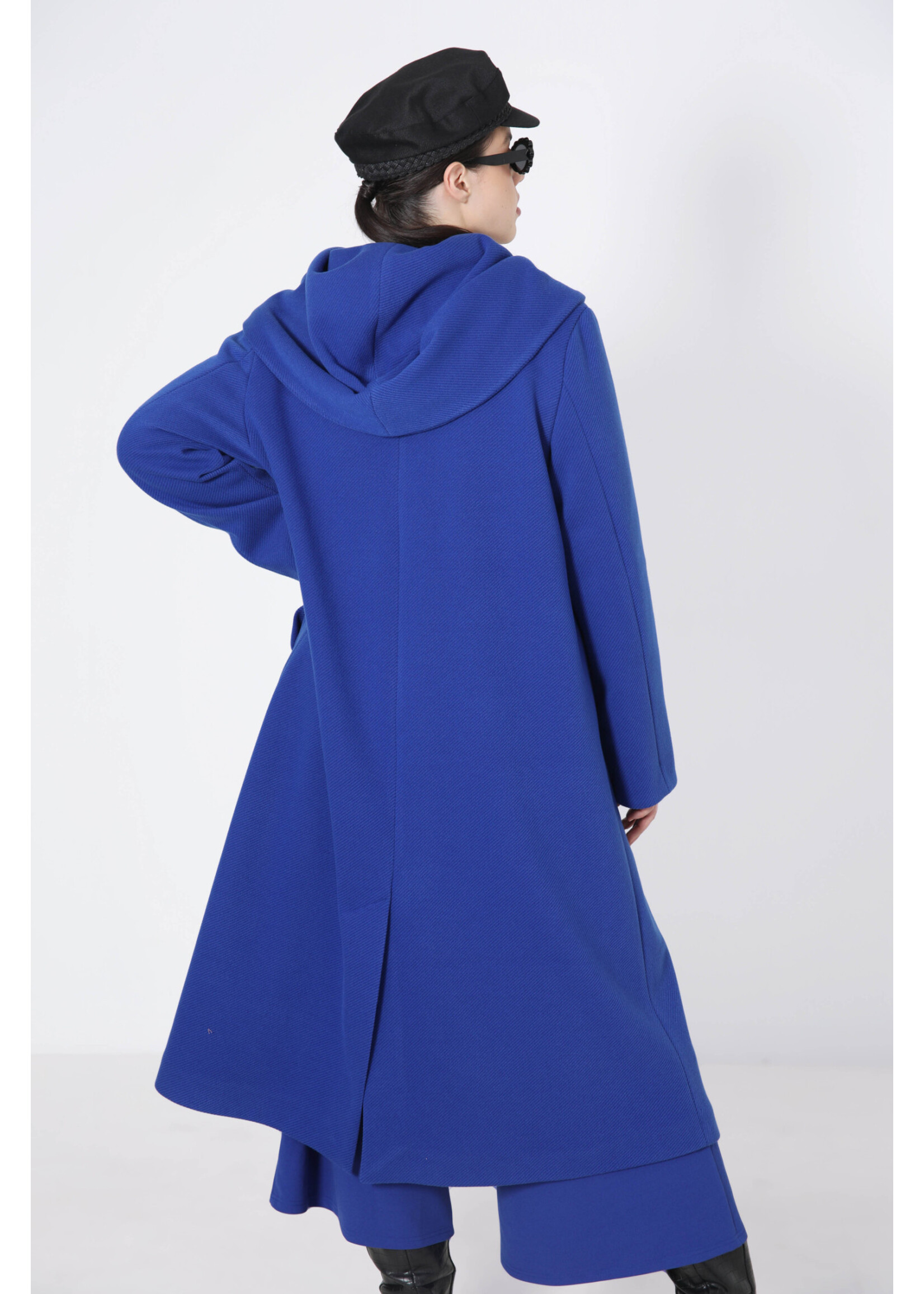 JMP Long hooded coat with shawl collar