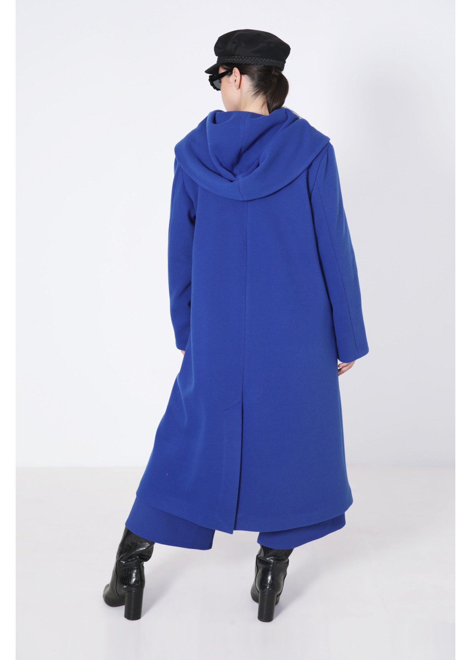 JMP Long hooded coat with shawl collar