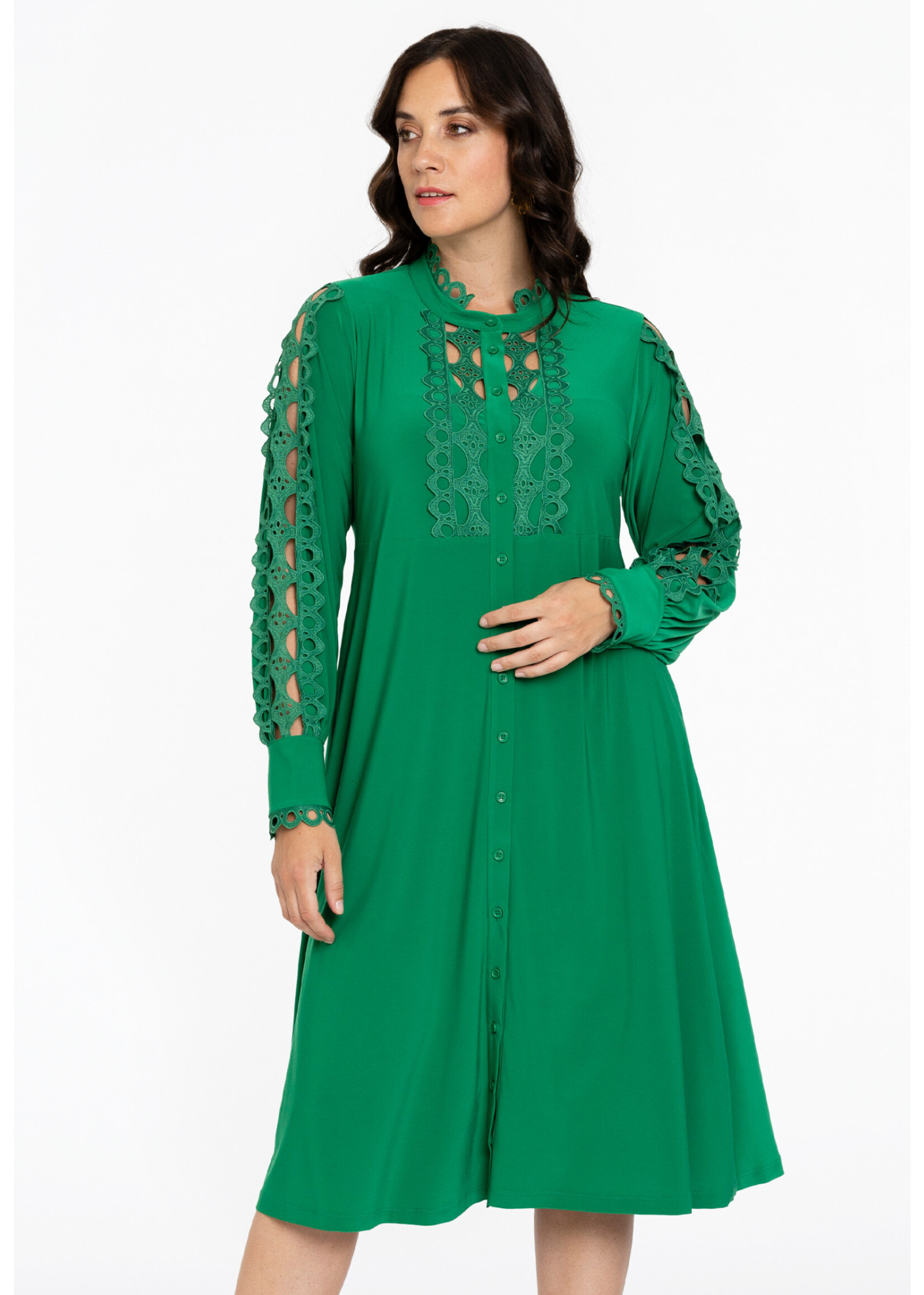 Yoek Dress buttoned DOLCE green
