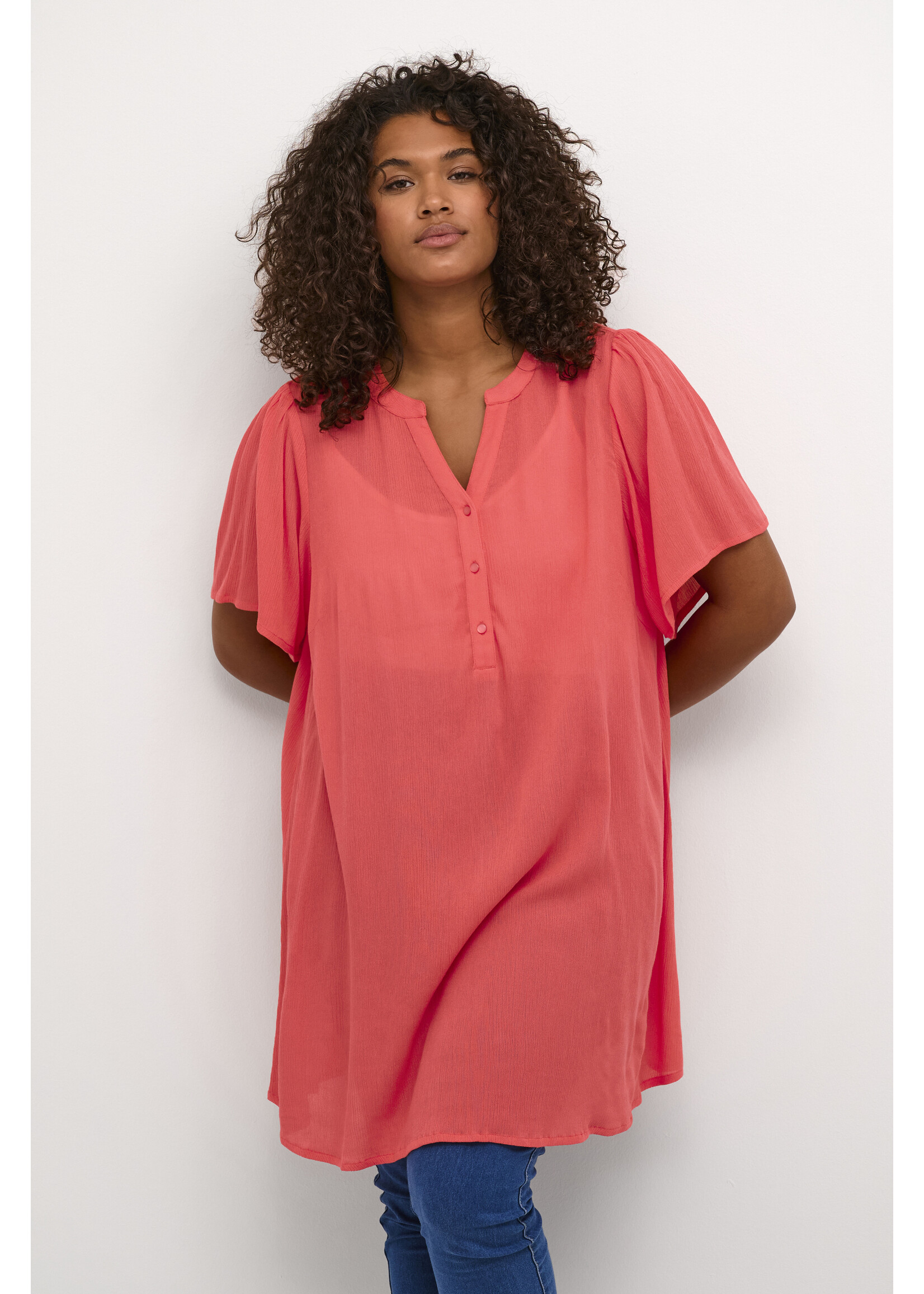 Kaffe curve KCami puff tunic cayenne