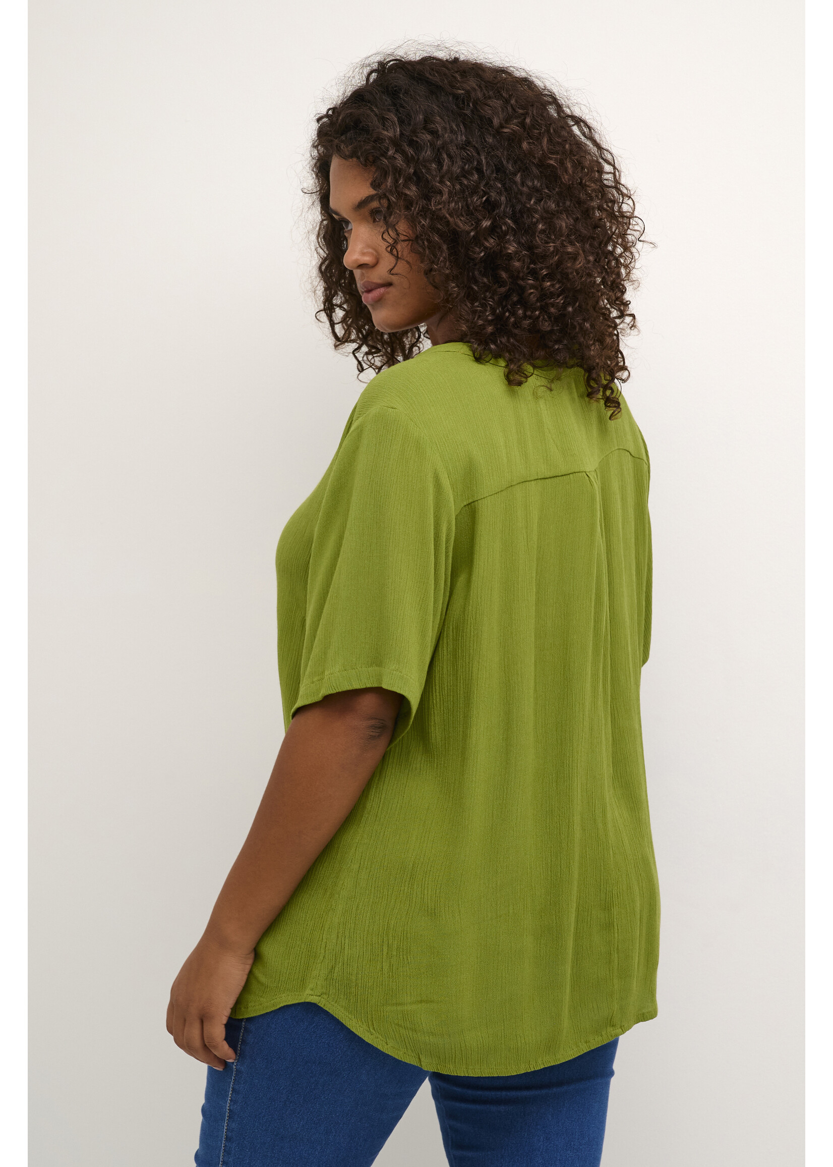 Kaffe curve KCami blouse SS calia green