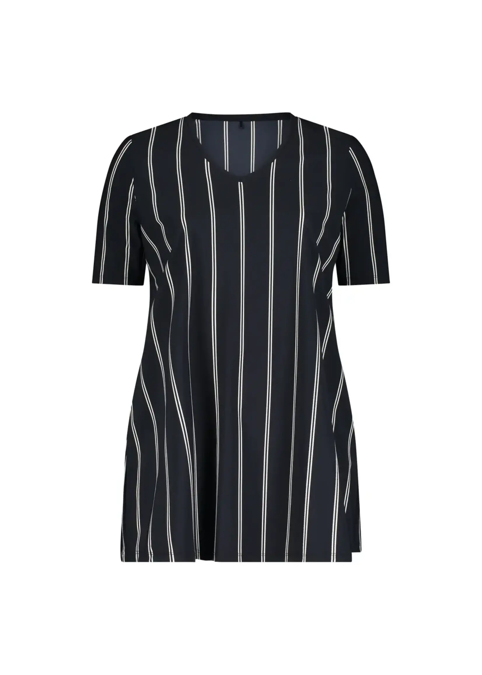 PlusBasics Tee V-Neck twin stripe