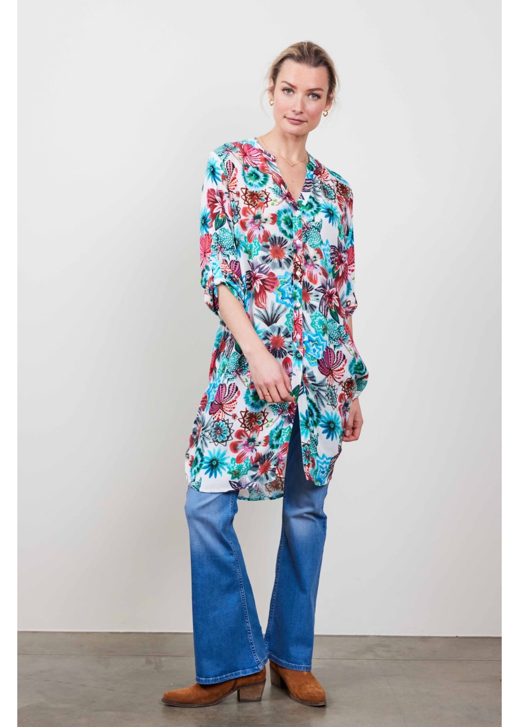 DiDi Tunic Chill in Offwhite floral medley