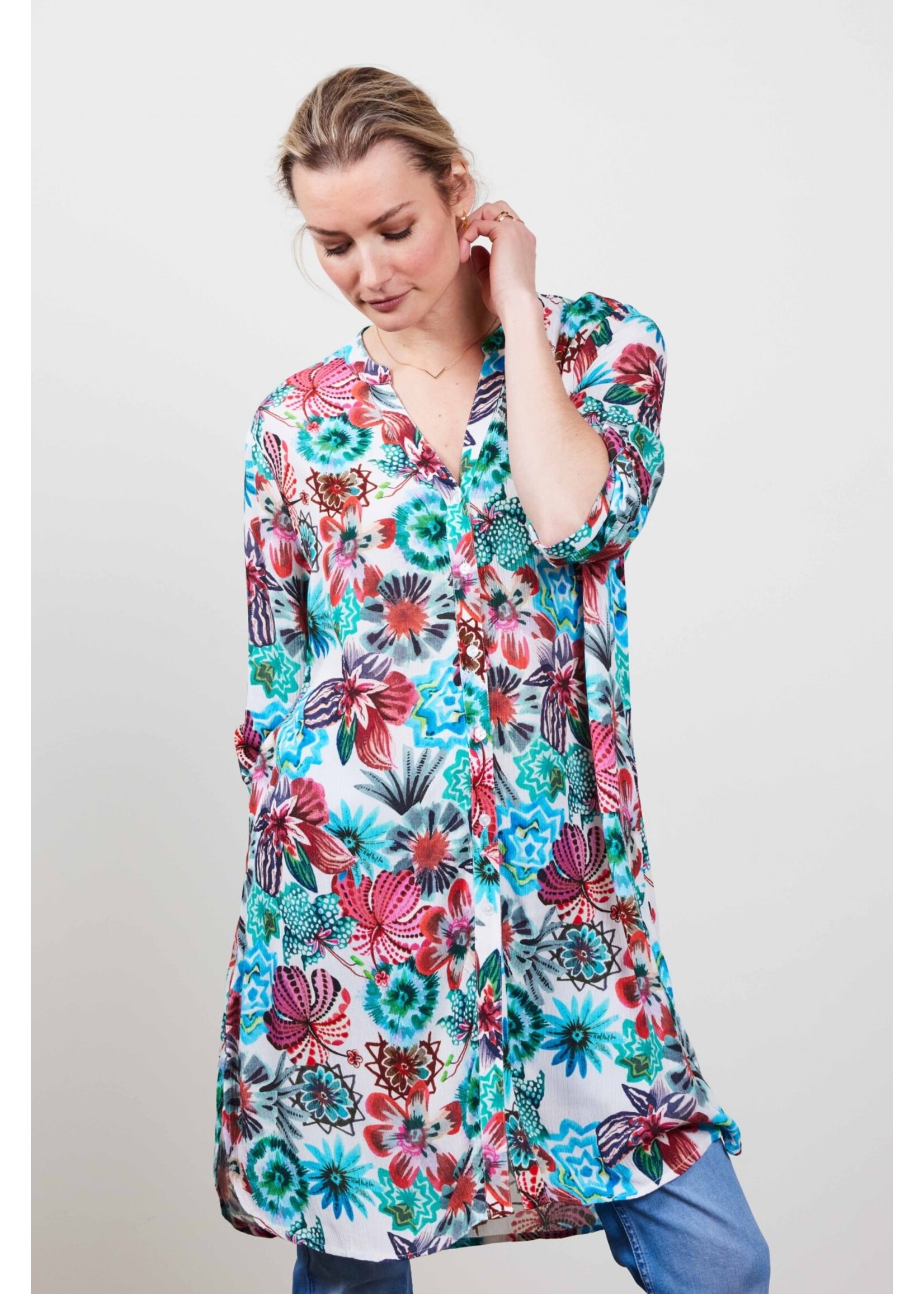 DiDi Tunic Chill in Offwhite floral medley
