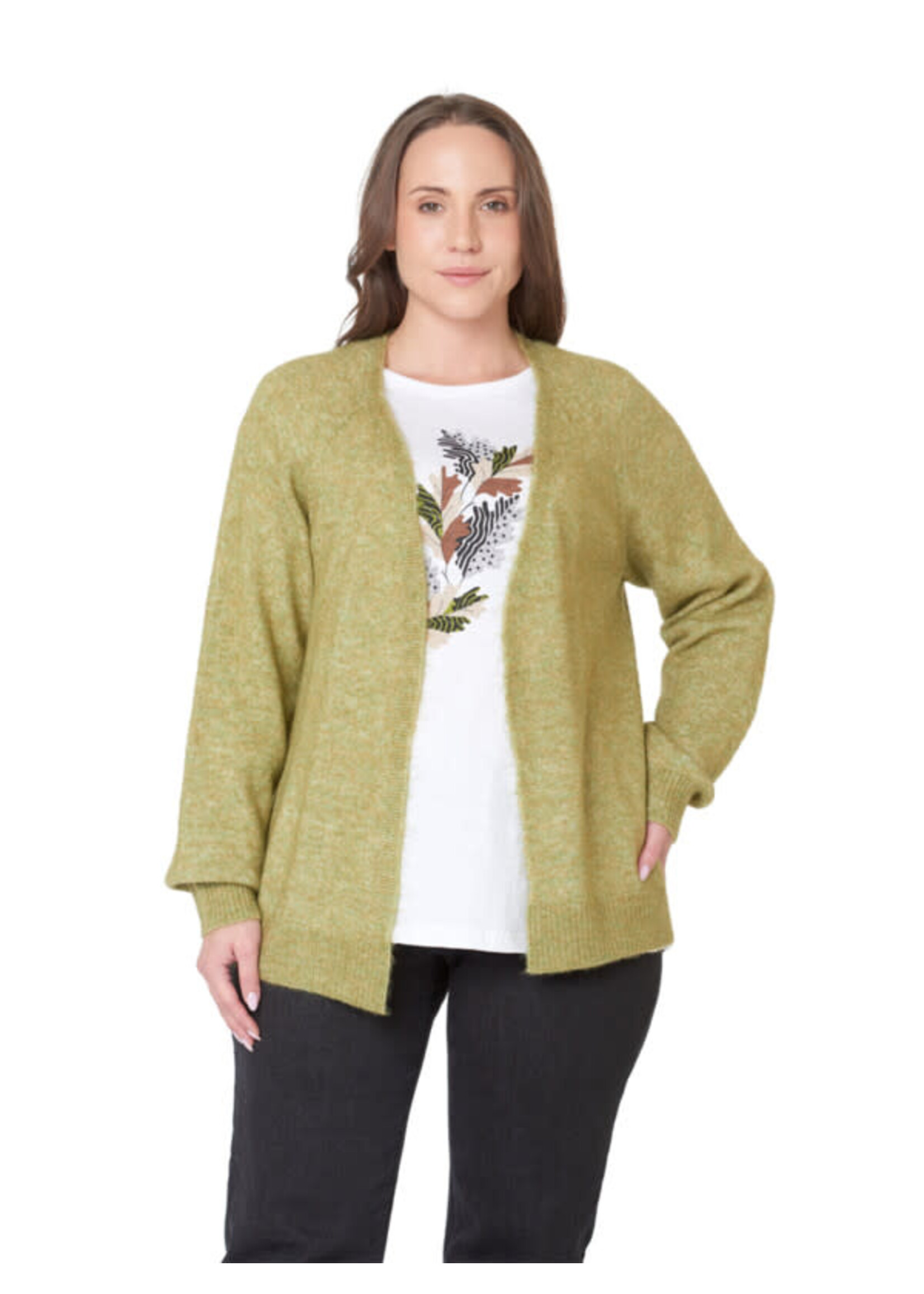 Ciso Cardigan 216410 green melange Boetiek Kijan Shop hier je leukste kleding voor dames vanaf maat 40