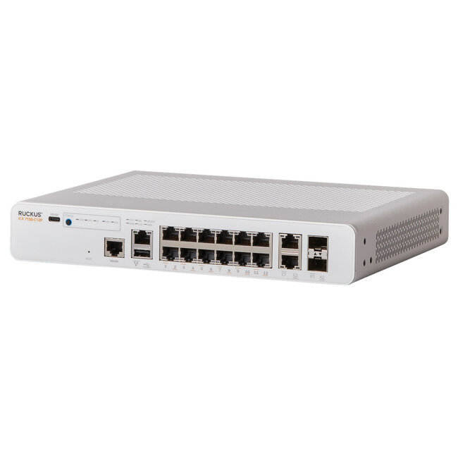 Ruckus ICX7150-C12P-2X1G – 12-Port Managed PoE+ Switch met 2x 1G PoE+ Uplink Ports