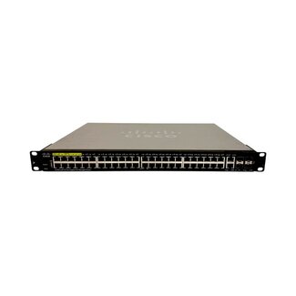 Cisco SG350-52P-K9, 1U, Ethernet, 10/100/1000 Mb/s, 48-port, 2x Combo, 2x SFP
