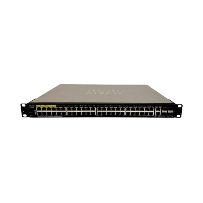 Cisco SG350-52P-K9, 1U, Ethernet, 10/100/1000 Mb/s, 48-port, 2x Combo, 2x SFP