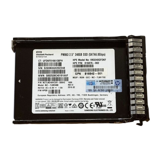 HPE 816942-002, 240GB, 2.5 inch, SATA-3, SSD
