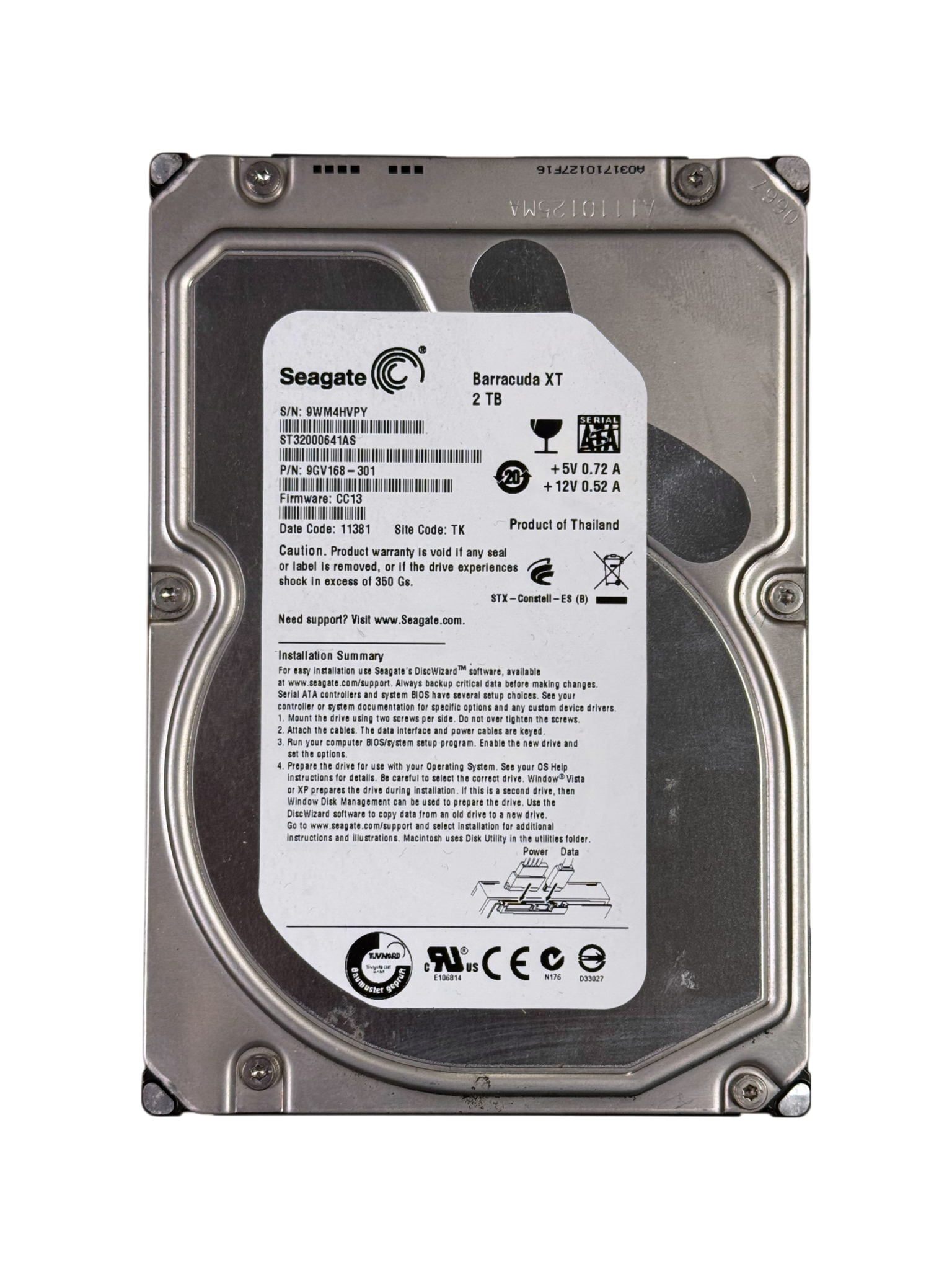 Seagate ST32000641AS（3.5インチ HDD 2TB） Refurbished HDD - MPN: ST32000641AS - 2TB - 3.5 inch - SATA-3